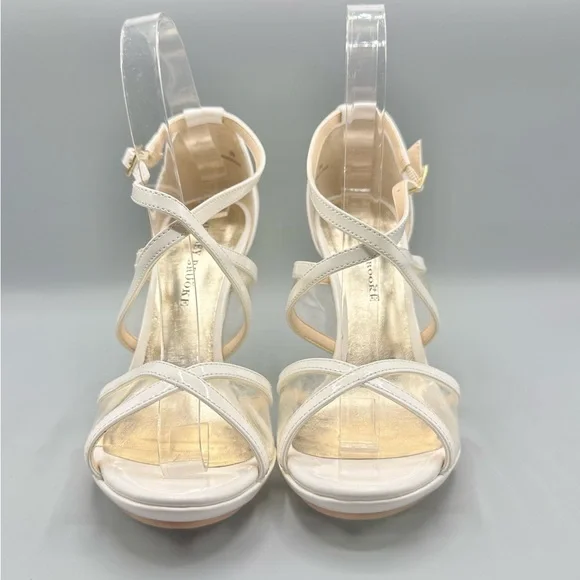 Audrey Brooke Size 8 White Strappy Heels - Picture 2 of 5